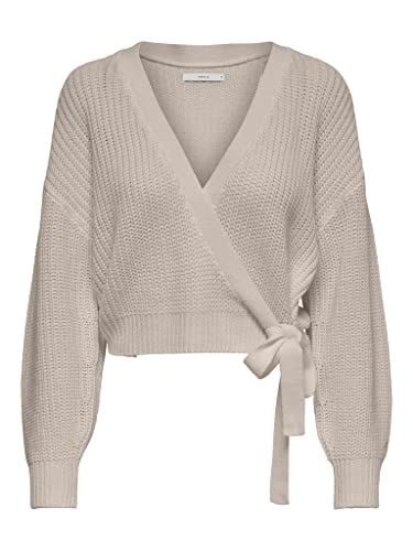 ONLY Women's Onlbreda Wrap L/S Cardigan KNT Noos Sweater, Pumice Stone, M