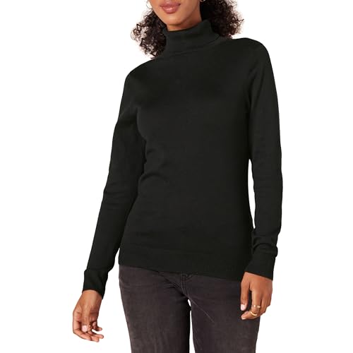 Amazon Essentials Women's Classic-Fit Lightweight Long-Sleeve Turtleneck Jumper (Available in Plus Size), Black, M
