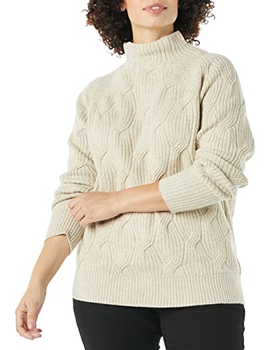 Amazon Essentials Women's Soft Touch Funnel Neck Cable Jumper, Beige, L