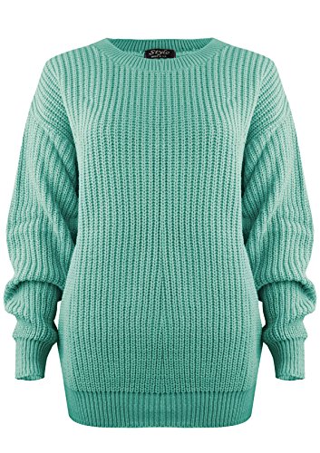 SA Fashions® Oversized New Ladies Womens Chunky Baggy Jumper Knitted Sweater Thick Top S-XL 8-18 (LXL (16-18), Aqua)
