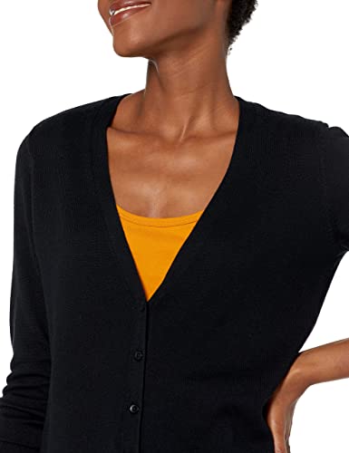 Amazon Essentials Women's Lightweight V-Neck Cardigan Jumper (Available in Plus Size), Black, M