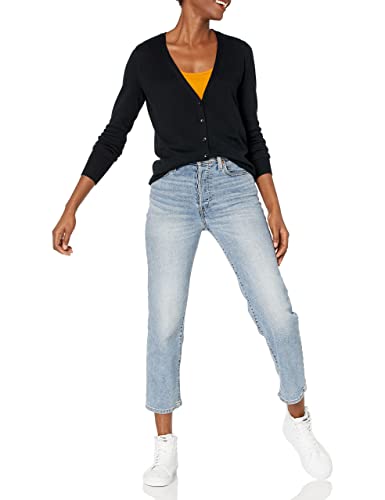 Amazon Essentials Women's Lightweight V-Neck Cardigan Jumper (Available in Plus Size), Black, M