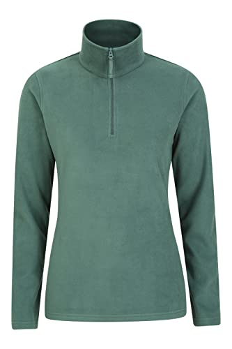 Mountain Warehouse Camber Half Zip Womens Striped Fleece - Lightweight, Warm & Cosy Half Zip Sweatshirt Top - Best for Camping, Outdoors, Travelling & Hiking Khaki L