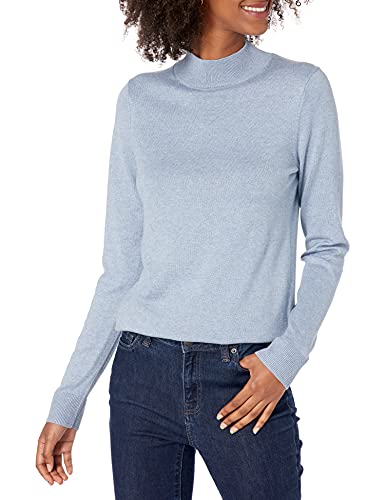 Amazon Essentials Women's Lightweight Mockneck Jumper (Available in Plus Size), Indigo Blue Heather, M