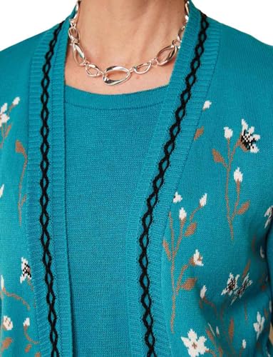 Chums | Ladies | Floral Jacquard Mock Twin Set | Teal