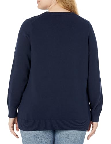 Amazon Essentials Women's 100% Cotton Crewneck Sweater (Available in Plus Size), Navy, M