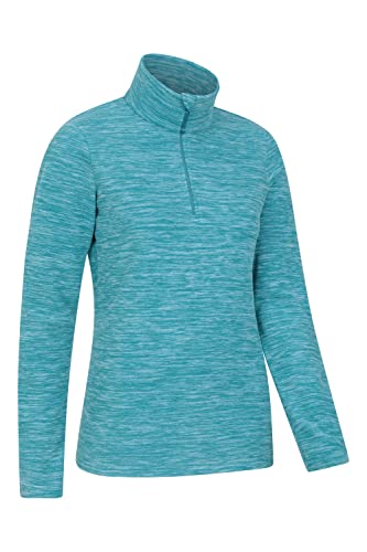 Mountain Warehouse Snowdon Womens Fleece Top - Warm Pullover, Lightweight Sweater, Half Zip, Breathable Ladies Tee, Quick Drying - For Spring Summer, Walking, Travelling Light Teal 14