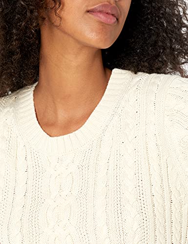 Amazon Essentials Women's Fisherman Cable Long-Sleeved Crewneck Sweater (Available in Plus Size), Cream, M