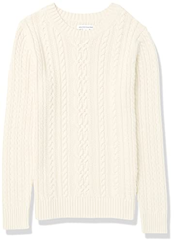 Amazon Essentials Women's Fisherman Cable Long-Sleeved Crewneck Sweater (Available in Plus Size), Cream, M