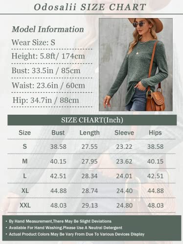 Jumpers for Women, Fuzzy Sweater, Ladies Fall Crewneck Side Split Tops, Plain Striped Sweatshirt, Cozy Long Sleeve Basic Vacation Green Blouse Size 14 16