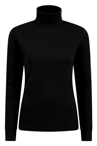 Mountain Warehouse Meribel Womens Roll Neck Top - 100% Combed Cotton Thermal Baselayer, Breathable, Lightweight, Isotherm with Fitted Sleeves - Ideal for Black 12