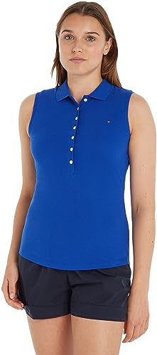 Tommy Hilfiger Women's Polo Shirt Sleeveless Stretch, Blue (Ultra Blue), XXS