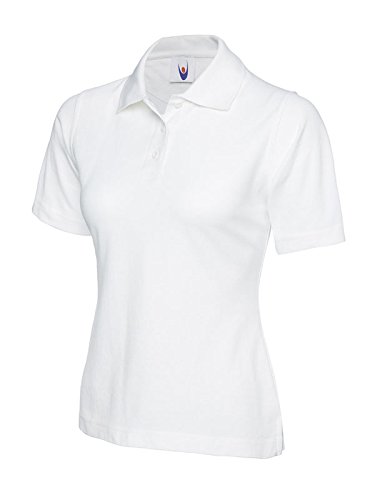 Plain Ladies Classic Poloshirt Olympic Workwear Casual Uniform Party Wear Multi-Colours Unisex Adults Gift Polo Top (White, S, s)