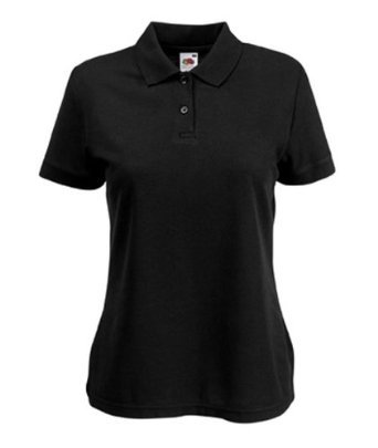Fruit of the loom Lady-Fit 65-35 Womens Polo T-Shirt - Medium - Black