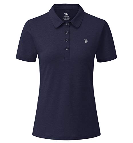 YSENTO Women's Sports Golf Shirts Breathable Quick Dry Short Sleeve Polo T-Shirts(Navy,l)