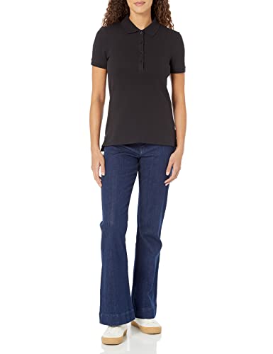 Amazon Essentials Women's Short-Sleeve Polo Shirt (Available in Plus Size), Black, M
