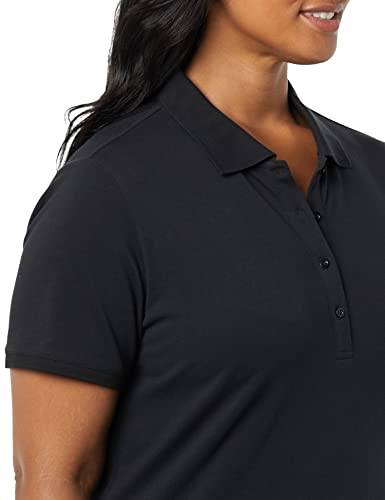 Amazon Essentials Women's Short-Sleeve Polo Shirt (Available in Plus Size), Black, M