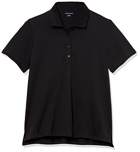 Amazon Essentials Women's Short-Sleeve Polo Shirt (Available in Plus Size), Black, M