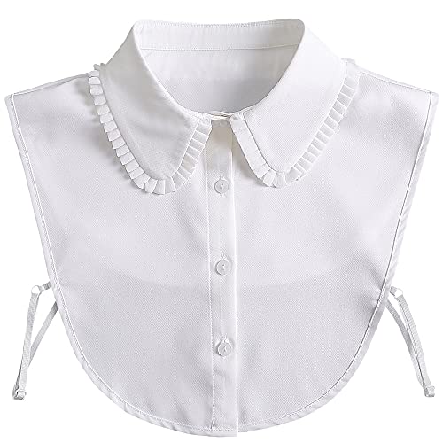 LoudSung Detachable Half Shirt Blouse False Collar Folding Design for Women Girls White
