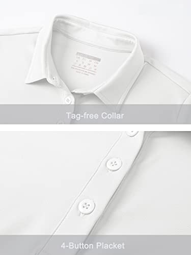 EKLENTSON Women's UPF50+ T Shirts Short Sleeve Sun Protection Collared Golf Polo Shirts Quick Dry Tops White,M