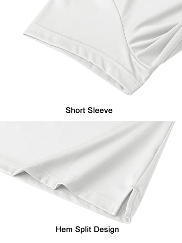 EKLENTSON Women's UPF50+ T Shirts Short Sleeve Sun Protection Collared Golf Polo Shirts Quick Dry Tops White,M