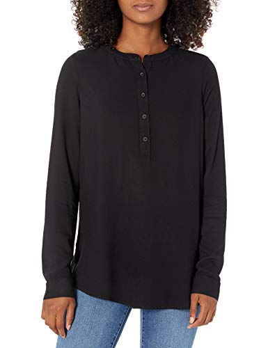 Amazon Essentials Women's Long-Sleeve Woven Blouse, Black, M