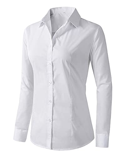 Benibos Women's Formal Work Wear White Simple Shirt (225 White, M)