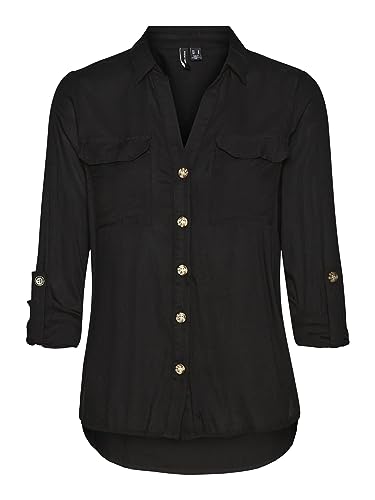 VERO MODA Women's Vmbumpy L/S Shirt New Noos Blouse, Black, Large