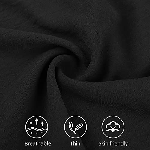 UMIPUBO Womens Casual Long Sleeve Tops V Neck Shirt Elegant Button Down Blouse Basic Loose Ladise Tunic T Shirts (Black, L)