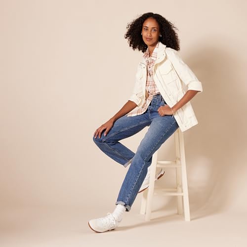 Amazon Essentials Women's Classic-Fit Long-Sleeve Lightweight Plaid Flannel Shirt, Red Buffalo Check, M