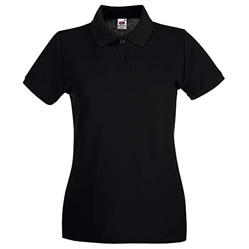 Fruit of the Loom Women's Polo Shirt Short-Sleeve, Womens Men, Black, Medium