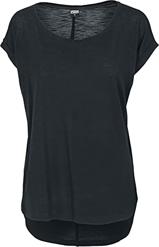 Urban Classics Women's Ladies Long Back Shaped Slub Tee T-Shirt, Black (Black 7), M