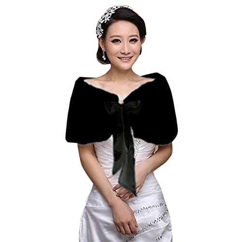 ITODA Faux Fur Wrap Shawl Women's Shrug Bridesmaid Wedding Bridal Tippet Cape Women Girls Bridal Stole for Winter Wedding Party Dress