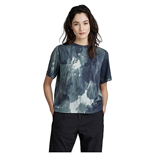 G-STAR RAW Women's Printed Boxy R T Wmn Shirt, Indigo Vintage Watercolors, M