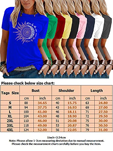 Colisha Women T-Shirt Sunflower Print Pattern Short Sleeve Round Neck Basic Tee Shirts Ladies Casual Summer Top XL Sun Moon Wine Red