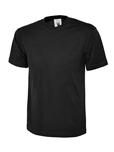247-Clothing Ladies Loose Fit Plain T Shirt 100% Cotton Premium Unisex Top, Black, UK 22-24