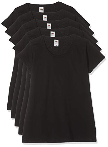 Fruit of the Loom Women's Valueweight Short Sleeve T-Shirt, Black, 10 (Manufacturer Size:Small)
