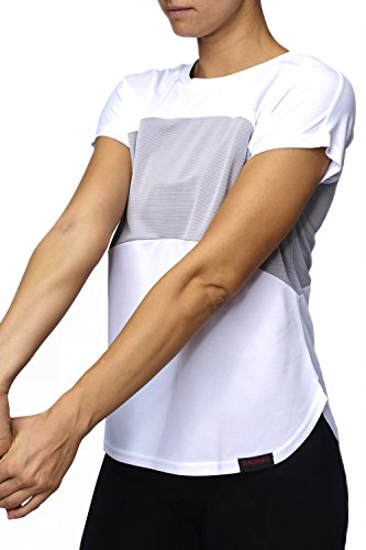 Sundried Womens Yoga Gym Fitness Top Work Out Training T-Shirt (White, XL)