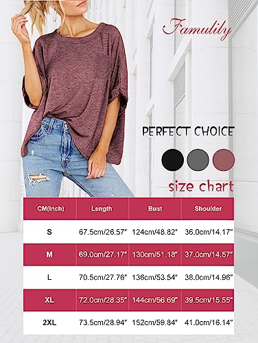 Famulily Women Baggy Tee Shirts Summer Short Sleeve Crew Neck T Shirt Loose Fitted Tops for Women Black XL