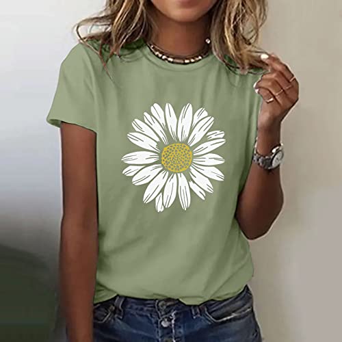 Women Sunflower Summer T Shirt Plus Size Loose Blouse Tops Girl Short Sleeve Graphic Casual Tees Handstand Shirt Long Sleeve