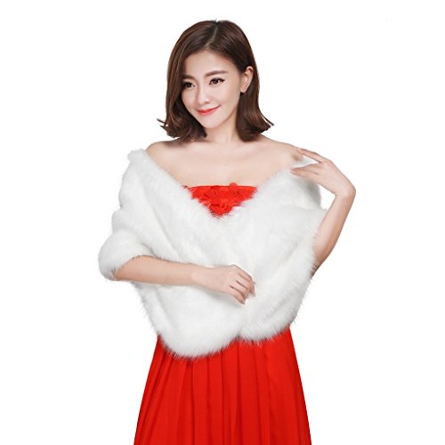 Women Winter Warm Furry Capelets Shawls Soft Thin Long Wedding Bridal Bridesmaid Shoulder Cape Wraps Dress Coat Tippet