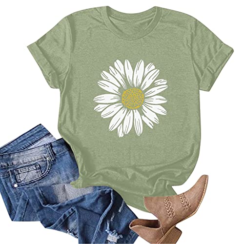 Women Sunflower Summer T Shirt Plus Size Loose Blouse Tops Girl Short Sleeve Graphic Casual Tees Handstand Shirt Long Sleeve