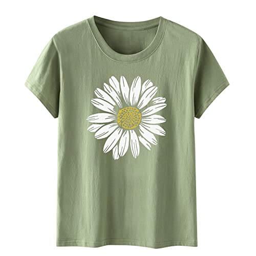 Women Sunflower Summer T Shirt Plus Size Loose Blouse Tops Girl Short Sleeve Graphic Casual Tees Handstand Shirt Long Sleeve