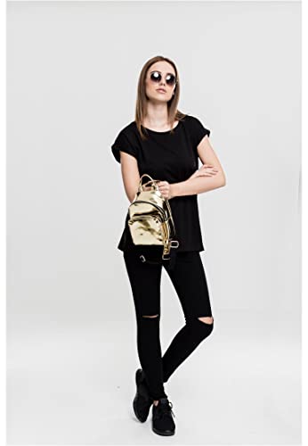 Urban Classics Women's Ladies Extended Shoulders Tee Basic T Shirt with Capsleeves Shortsleeve T Shirt Top Crew Neck, Black, M UK