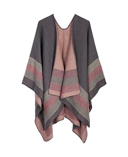 DiaryLook Women's Printed Shawl Wrap Fashionable Open Front Poncho Cape
