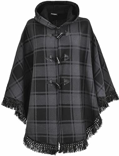 Magritta Ladies Women Warm Fleece Fleecy Hooded Ponchos/Capes Hoodie Plus Size 12-32 (L/XL (22/24/26), Charcoal)