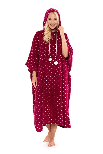 Suzy & Me Fleece Oversized Lounger Poncho/Blanket. One Size (Ruby Star)