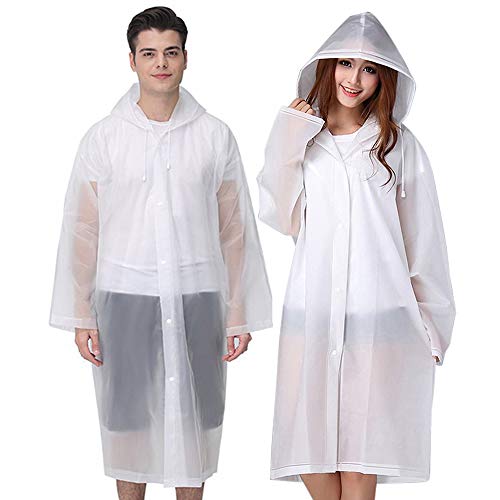 Cosowe Rain Poncho Raincoats for Adults, 2 Pack Reusable Rain Jacket Rainwear with Hoods and Sleeves, Waterproof for Emergency, Outdoors, Camping, Disney