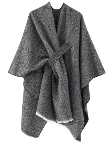 Danfiki Ponchos for Women Shawls Wraps Oversized Winter Warm Scarf Knitted Cape Wearable Blanket Long Cardigans Sweater Coats Christmas Birthday Gifts with tie