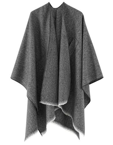 Danfiki Ponchos for Women Shawls Wraps Oversized Winter Warm Scarf Knitted Cape Wearable Blanket Long Cardigans Sweater Coats Christmas Birthday Gifts with tie